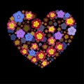 Heart with 3d effect. Flower heart Vector Royalty Free Stock Photo
