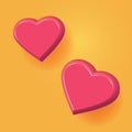 Heart 3d love red icon flying vector graphic illustration on yellow background as decoration cute element image clipart, happy