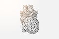 Heart 3d low poly symbol with connected dots. Cardiology, human transplantation design vector illustration. Internal