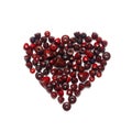 Heart of dark red coral beads on a white background Royalty Free Stock Photo