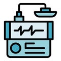 Heart defibrillator icon vector flat