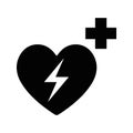 Heart defibrillator vector icon