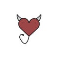 Heart demon line colored icon. Signs and symbols can be used for web, logo, mobile app, UI, UX