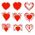 Heart design elements for Valentines day concept. Decorative hearts shapes for gift cards, engraving and cutting