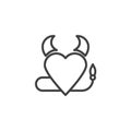 Heart with devil horns and a tail line icon Royalty Free Stock Photo