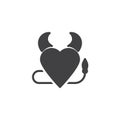 Heart with devil horns and a tail vector icon Royalty Free Stock Photo
