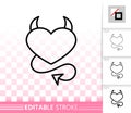 Heart devil love simple black line vector icon