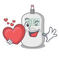 With heart diabetes check machine cartoon medicine box