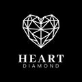 Heart Diamond Glass Jewel Diamond in Line Style Logo Design Template