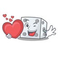 With heart dice character cartoon style Royalty Free Stock Photo