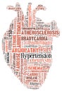 Heart disease. Cardiovascular disease. Heart of words. Arrythmia Royalty Free Stock Photo