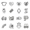 Heart disease, heart attack and symptoms icons set. Royalty Free Stock Photo