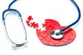 Heart disease, puzzle heart with stethoscope