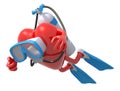 Heart with diving goggles and flippers