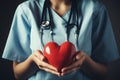 Heart in doctor\'s hands, medicine. AI generative