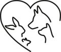 Heart with dog, cat, rabbit and mouse, veterinarian logo, animals logo, icon, animal keeper logo, animal keeper icon