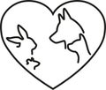 Heart with dog, cat, rabbit and mouse, veterinarian logo, animals logo, icon, animal keeper logo, animal keeper icon