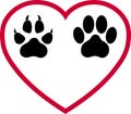 Heart, Dog Paw and Cat Paw, Dogs and Cats Logo, Animal Logo Royalty Free Stock Photo