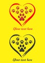 Heart and dog paw prints symbol logo Emblem Royalty Free Stock Photo