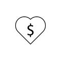 Heart, dollar icon. Element of finance illustration. Signs and symbols icon can be used for web, logo, mobile app, UI, UX Royalty Free Stock Photo