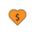 heart, dollar icon. Element of finance illustration. Signs and symbols icon can be used for web, logo, mobile app, UI, UX Royalty Free Stock Photo
