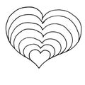 Heart doodle icon. Hand drawn outline symbol. Vector icon isolated on white background.