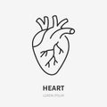Heart doodle line icon. Vector thin outline illustration of human internal organ. Black color linear sign for Royalty Free Stock Photo