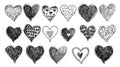 Heart doodles set. Children's simple drawings. Hand drawn hearts collection. A set of hearts for a psychological Royalty Free Stock Photo