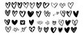 Heart doodles set. Hand drawn hearts collection. Romance and love.vector