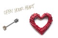 Heart and door key. Open your heart. On a white background. Royalty Free Stock Photo