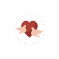 heart with doves flat icon. heart with doves clipart white background Royalty Free Stock Photo