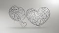 heart drawn on a blackboard wireframe hearts on a gray background, representing the love between two people