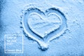 heart drawn on flour in classic blue trendy color. background. Color of the year 2020