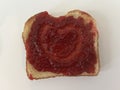 Heart drawn in jam on toast Royalty Free Stock Photo