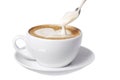 Heart Drawn into Latte With Spoon. Royalty Free Stock Photo
