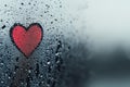 Heart drawn on a rainy window captures affection beautifully. Generative AI Royalty Free Stock Photo