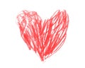 Heart Drawn In Red Pencil Childrens Drawing