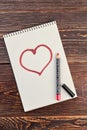 Heart drawn with red pencil for lips. Royalty Free Stock Photo