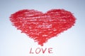 Heart drawn in red pencil. Love concept Royalty Free Stock Photo