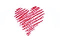 Heart drawn in red pencil. Love concept Royalty Free Stock Photo