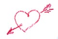 Heart drawn in red pencil. Love concept Royalty Free Stock Photo