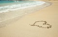 Heart drawn in the sand on the beach Royalty Free Stock Photo