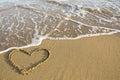 Heart drawn on the sand of a sea beach. Love. Royalty Free Stock Photo