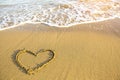 Heart drawn on the sand of a Sea beach Royalty Free Stock Photo