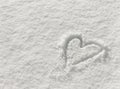 Heart drawn in the snow, background for valentines day