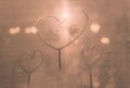 Handwritten heart on a steamy glass. bokeh beautiful or Sweet in Valentine day for background.