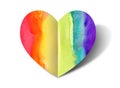 heart drawn with watercolors in a rainbow Royalty Free Stock Photo