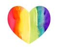 heart drawn with watercolors in a rainbow Royalty Free Stock Photo