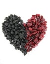 Heart of dried blueberries and cranberries