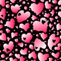 Heart drop seamless pattern. Valentines day abstract love symbol funny romantic texture. Kids vector red with pink color Royalty Free Stock Photo